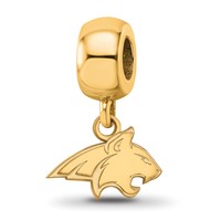 Sterling Silver Gold-plated LogoArt Montana State University Bobcat Extra Small Dangle Bead Charm view 1