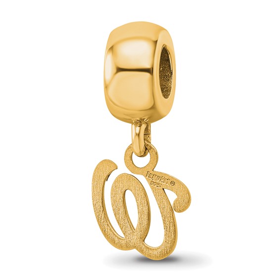 Sterling Silver Gold Plated Major League Baseball LogoArt Washington Nationals Dangle Bead