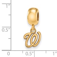 Sterling Silver Gold Plated Major League Baseball LogoArt Washington Nationals Dangle Bead view 3