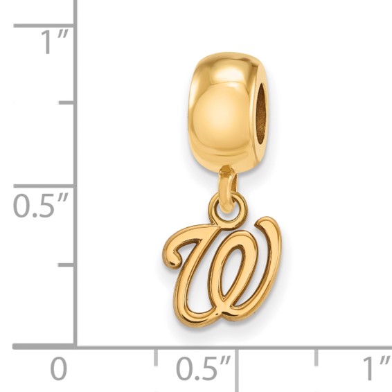 Sterling Silver Gold Plated Major League Baseball LogoArt Washington Nationals Dangle Bead