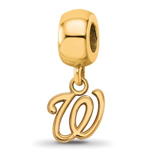 Sterling Silver Gold Plated Major League Baseball LogoArt Washington Nationals Dangle Bead
