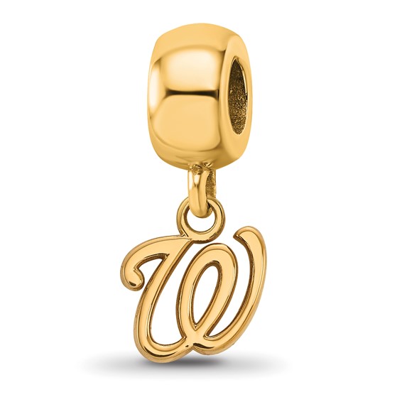 Sterling Silver Gold Plated Major League Baseball LogoArt Washington Nationals Dangle Bead