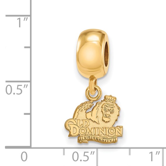 Sterling Silver Gold-plated LogoArt Old Dominion University Extra Small Dangle Bead Charm