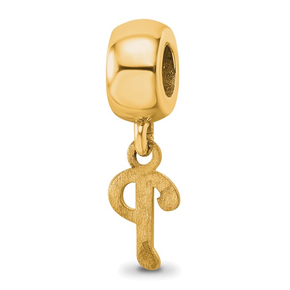 Sterling Silver Gold Plated Major League Baseball LogoArt Philadelphia Phillies Dangle Bead