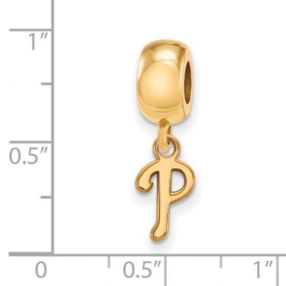 Sterling Silver Gold Plated Major League Baseball LogoArt Philadelphia Phillies Dangle Bead