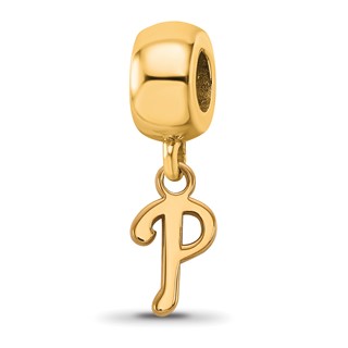 Sterling Silver Gold Plated Major League Baseball LogoArt Philadelphia Phillies Dangle Bead