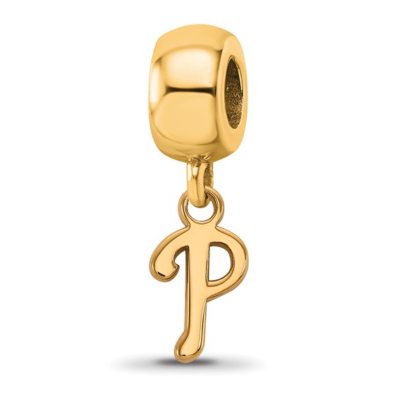 Sterling Silver Gold Plated Major League Baseball LogoArt Philadelphia Phillies Dangle Bead