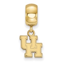 Sterling Silver Gold-plated LogoArt University of Houston U-h Extra Small Dangle Bead Charm view 3