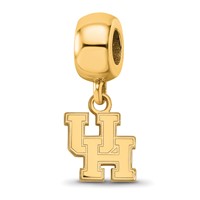 Sterling Silver Gold-plated LogoArt University of Houston U-h Extra Small Dangle Bead Charm view 1