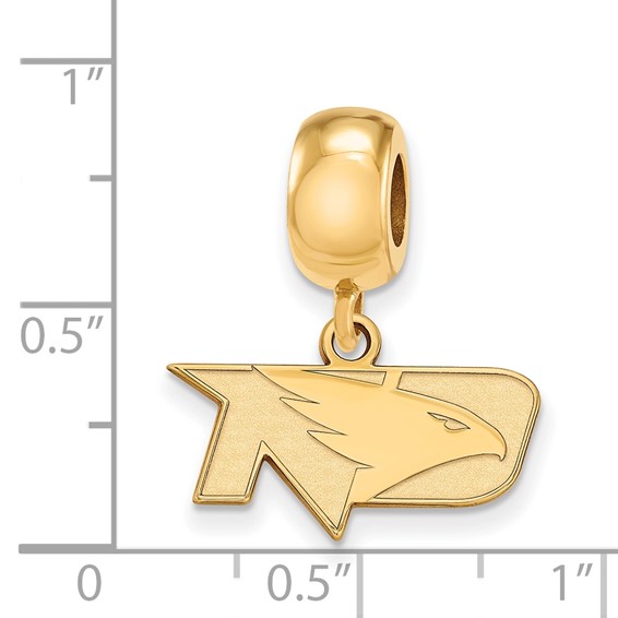 Sterling Silver Gold-plated LogoArt University of North Dakota Extra Small Dangle Bead Charm