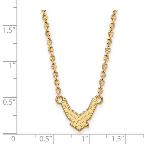 Sterling Silver Gold-plated LogoArt U.S. Air Force Small Pendant 18 inch Necklace