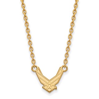 Sterling Silver Gold-plated LogoArt U.S. Air Force Small Pendant 18 inch Necklace