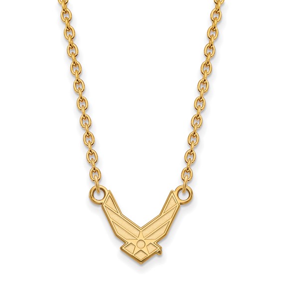 Sterling Silver Gold-plated LogoArt U.S. Air Force Small Pendant 18 inch Necklace