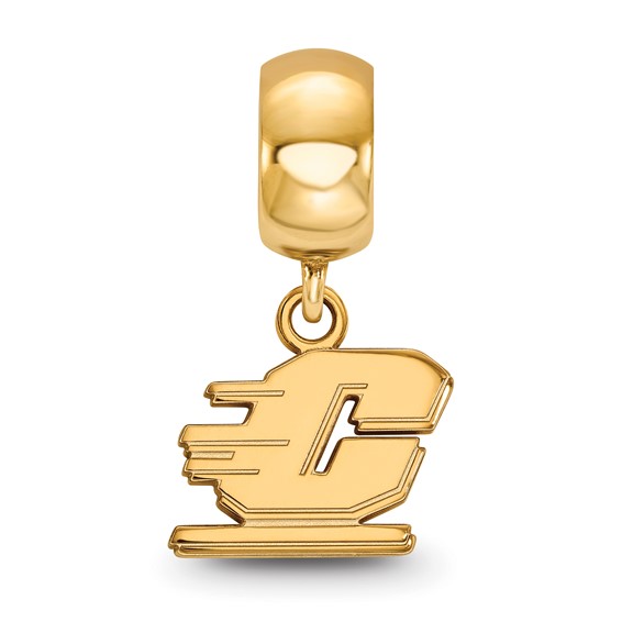 Sterling Silver Gold-plated LogoArt Central Michigan University Letter C Extra Small Dangle Bead Charm