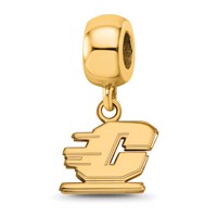Sterling Silver Gold-plated LogoArt Central Michigan University Letter C Extra Small Dangle Bead Charm view 1