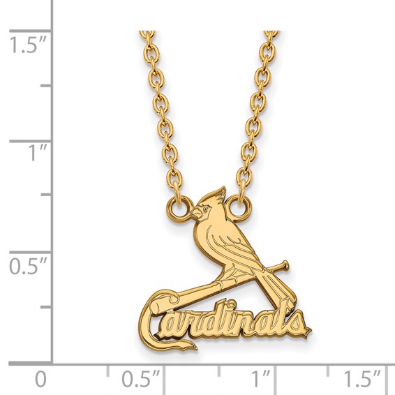 Sterling Silver Gold Plated Major League Baseball LogoArt St. Louis Cardinals Pendant Necklace