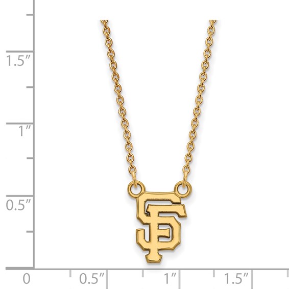 10k Gold Major League Baseball LogoArt San Francisco Giants S-F Small Pendant Necklace
