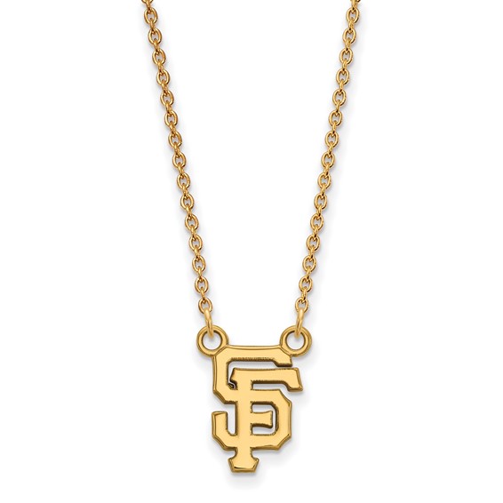 10k Gold Major League Baseball LogoArt San Francisco Giants S-F Small Pendant Necklace