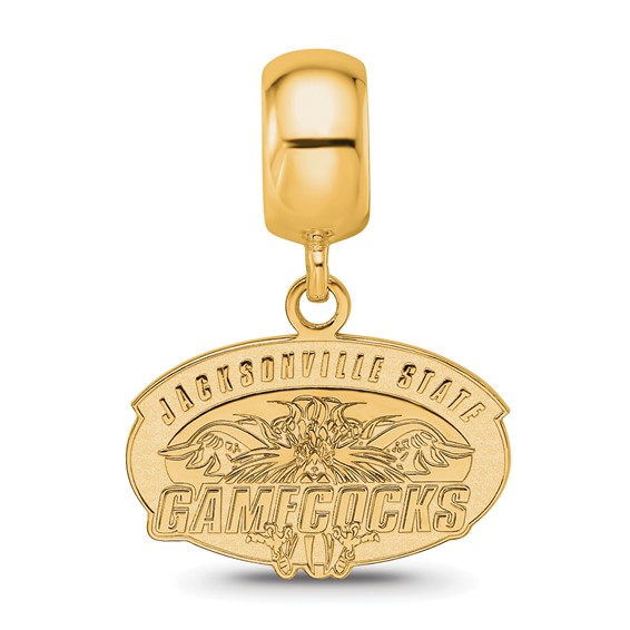 Sterling Silver Gold-plated LogoArt Jacksonville State U. Small Dangle Bead