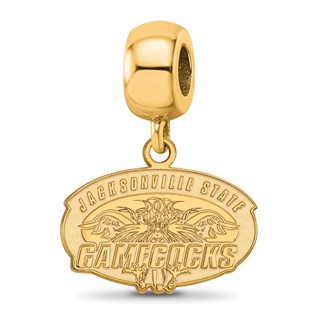 Sterling Silver Gold-plated LogoArt Jacksonville State U. Small Dangle Bead