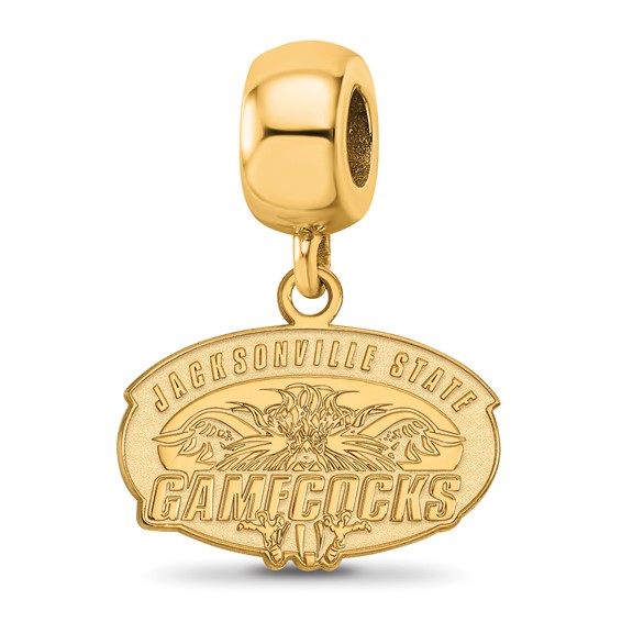Sterling Silver Gold-plated LogoArt Jacksonville State U. Small Dangle Bead