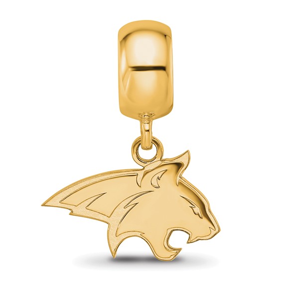 Sterling Silver Gold-plated LogoArt Montana State University Bobcat Small Dangle Bead Charm