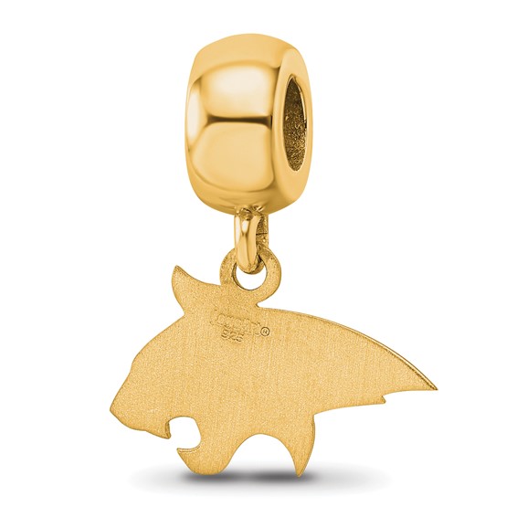 Sterling Silver Gold-plated LogoArt Montana State University Bobcat Small Dangle Bead Charm
