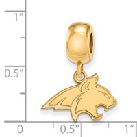 Sterling Silver Gold-plated LogoArt Montana State University Bobcat Small Dangle Bead Charm view 3