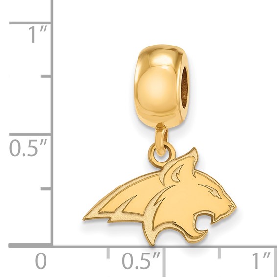 Sterling Silver Gold-plated LogoArt Montana State University Bobcat Small Dangle Bead Charm
