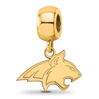 Sterling Silver Gold-plated LogoArt Montana State University Bobcat Small Dangle Bead Charm view 1