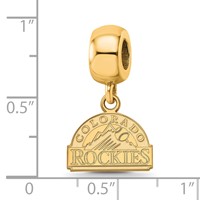 Sterling Silver Gold Plated Major League Baseball LogoArt Colorado Rockies Dangle Bead view 3