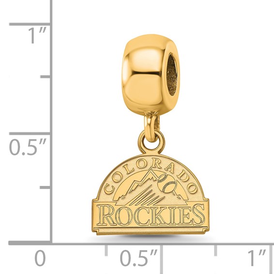 Sterling Silver Gold Plated Major League Baseball LogoArt Colorado Rockies Dangle Bead