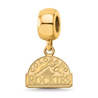 Sterling Silver Gold Plated Major League Baseball LogoArt Colorado Rockies Dangle Bead view 1