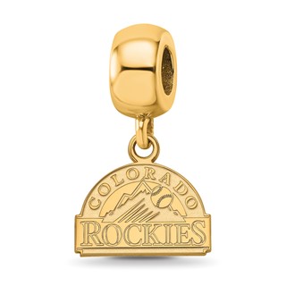 Sterling Silver Gold Plated Major League Baseball LogoArt Colorado Rockies Dangle Bead