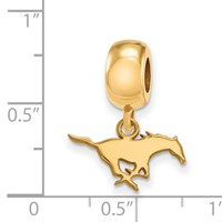 Sterling Silver Gold-plated LogoArt Southern Methodist University Mustang Extra Small Dangle Bead Charm view 2