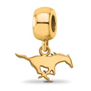 Sterling Silver Gold-plated LogoArt Southern Methodist University Mustang Extra Small Dangle Bead Charm
