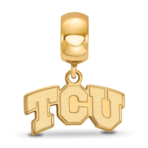 Sterling Silver Gold-plated LogoArt Texas Christian University T-C-U Extra Small Dangle Bead Charm