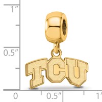 Sterling Silver Gold-plated LogoArt Texas Christian University T-c-u Extra Small Dangle Bead Charm view 2