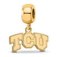 Sterling Silver Gold-plated LogoArt Texas Christian University T-c-u Extra Small Dangle Bead Charm view 1