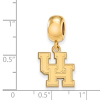 Sterling Silver Gold-plated LogoArt University of Houston U-h Small Dangle Bead Charm view 3