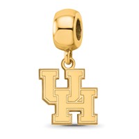 Sterling Silver Gold-plated LogoArt University of Houston U-h Small Dangle Bead Charm view 1