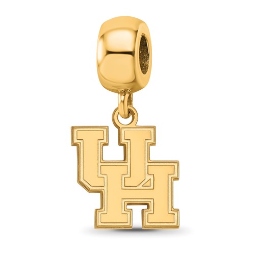 Sterling Silver Gold-plated LogoArt University of Houston U-h Small Dangle Bead Charm