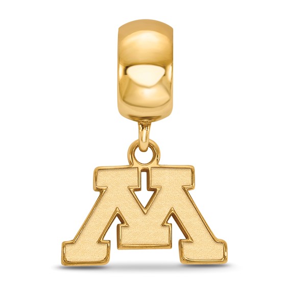 Sterling Silver Gold-plated LogoArt University of Minnesota Letter M Extra Small Dangle Bead Charm