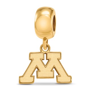 Sterling Silver Gold-plated LogoArt University of Minnesota Letter M Extra Small Dangle Bead Charm