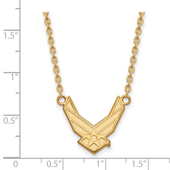 Sterling Silver Gold-plated LogoArt U.S. Air Force Large Pendant 18 inch Necklace