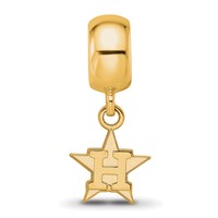 Sterling Silver Gold Plated Major League Baseball LogoArt Houston Astros Dangle Bead view 4