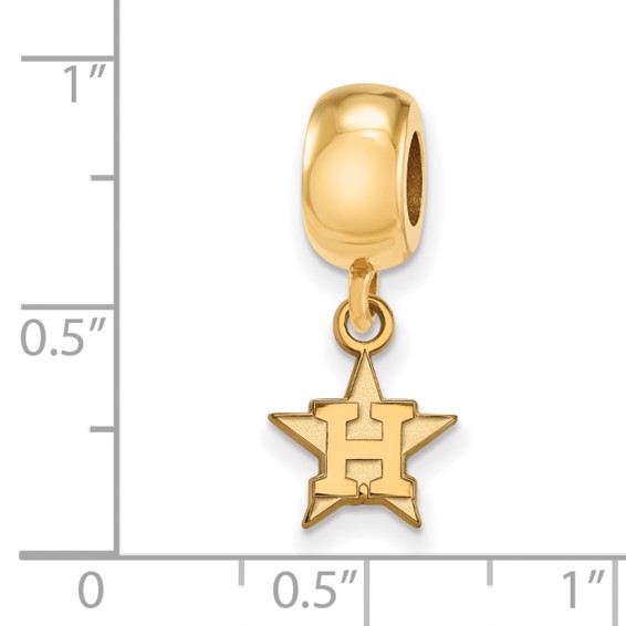 Sterling Silver Gold Plated Major League Baseball LogoArt Houston Astros Dangle Bead