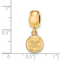 Sterling Silver Gold-plated LogoArt Butler University Bulldog Extra Small Dangle Bead Charm view 2