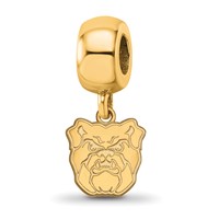 Sterling Silver Gold-plated LogoArt Butler University Bulldog Extra Small Dangle Bead Charm view 1