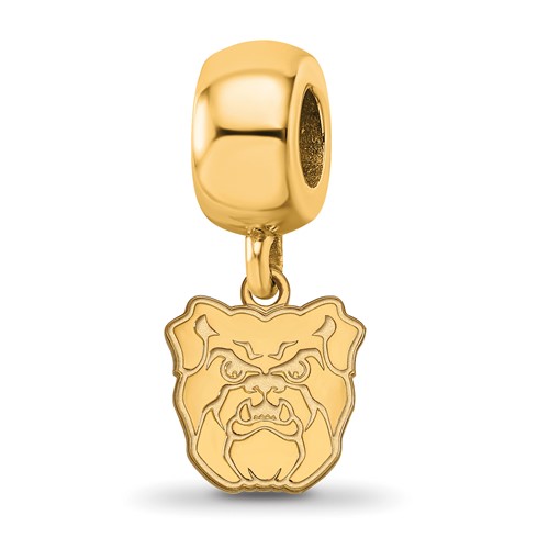 Sterling Silver Gold-plated LogoArt Butler University Bulldog Extra Small Dangle Bead Charm